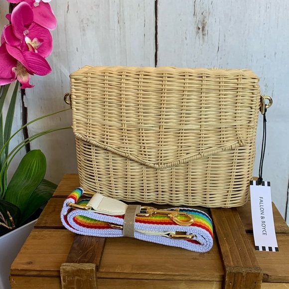 Fallon & Royce Kaia Rattan Straw Crossbody NWT - Picture 2 of 6